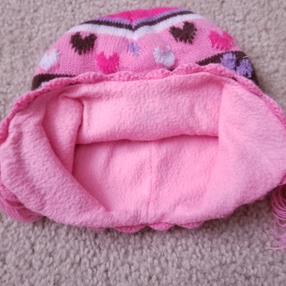 Carter's Girls Pink Striped Chullo Winter Hat - Picture 7 of 10